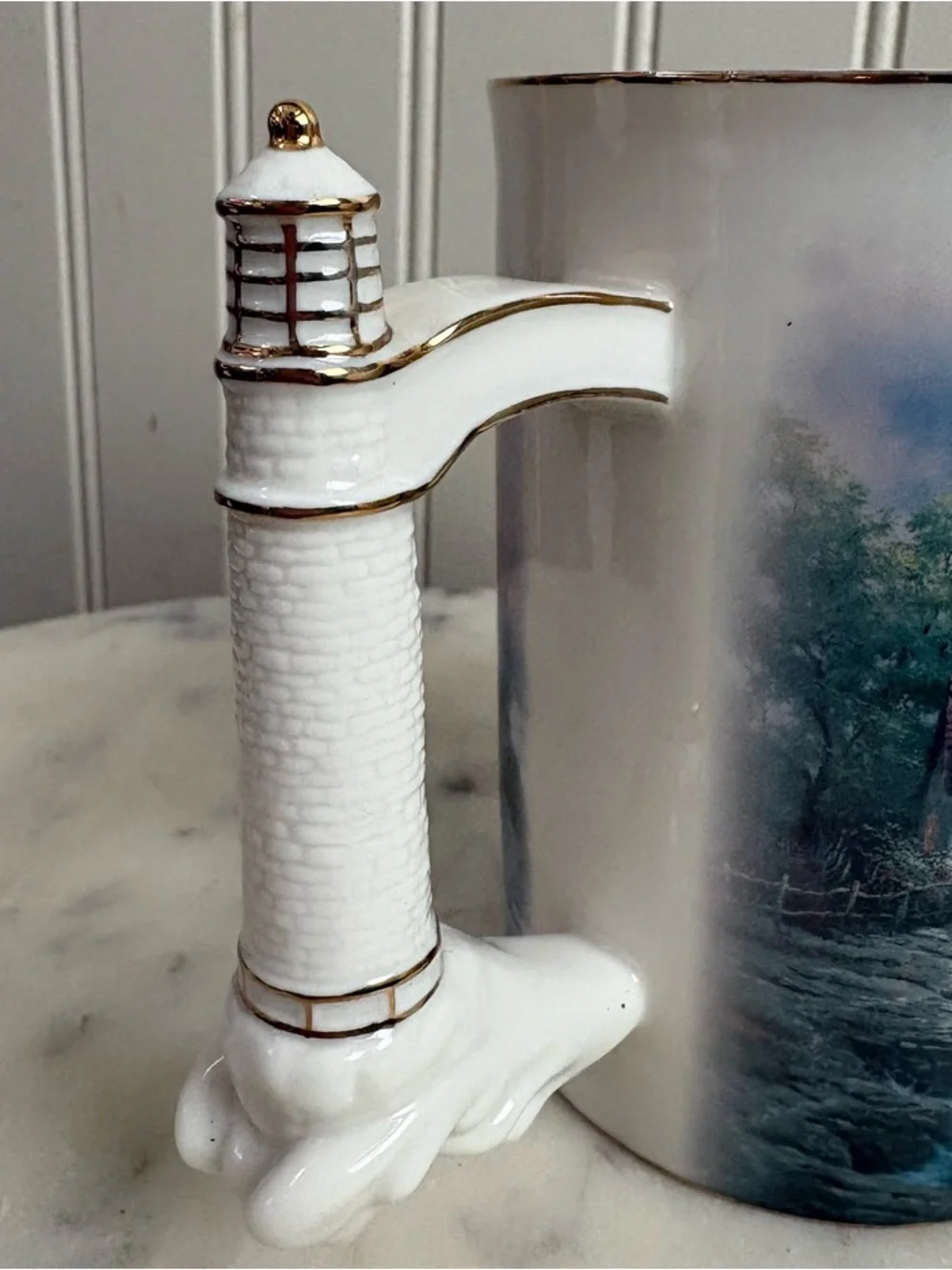 Vintage Thomas Kinkade Beacon of Hope Lighthouse Porcelain Collectible Mug 2002